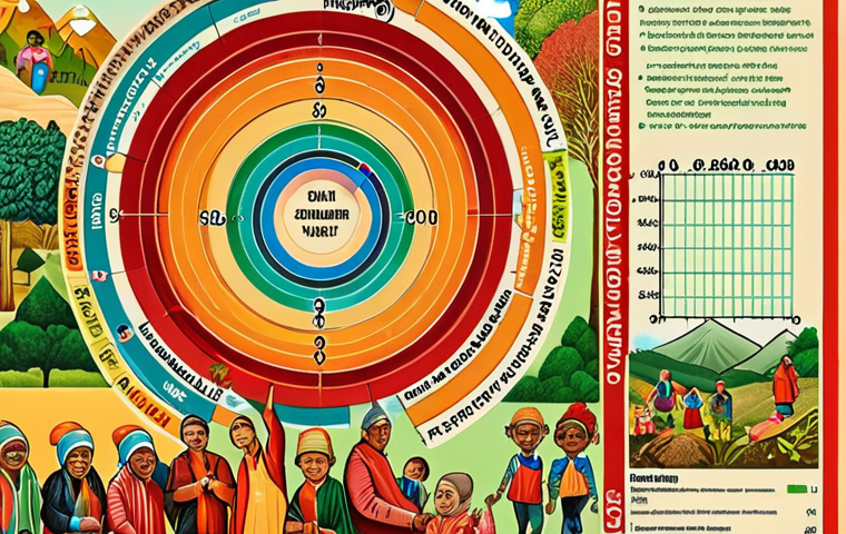 **"The Economy of Happiness" (GNH):** A vibrant, conceptual image contrasting traditional economic indicators with the holistic well-being promoted by the Gross National Happiness (GNH) model. On one side, abstract, cold graphs and disconnected numbers representing GDP. On the other, a lush, interconnected scene featuring diverse people happily engaged in community activities, surrounded by healthy nature, with elements symbolizing mental well-being, balanced time, and cultural preservation. The overall feeling should be one of harmony, sustainability, and collective flourishing, with warm, inviting colors dominant on the GNH side.
