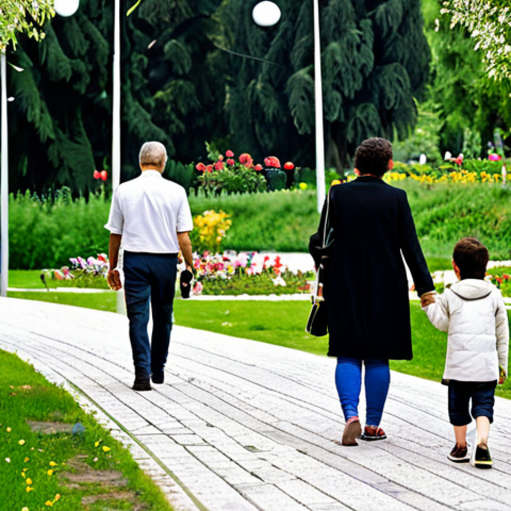 A diverse group of people, including adults and children, enjoying a serene public park in a modern Italian city. They are fully clothed in comfortable, modest, everyday attire. The park features lush greenery, blooming flowers, clean pathways, and sustainable design elements, with warm natural light creating a tranquil atmosphere. The background subtly includes contemporary, eco-friendly urban architecture, blending nature and city life harmoniously. Professional photography, high resolution, perfect anatomy, correct proportions, natural poses, well-formed hands, proper finger count, safe for work, appropriate content, fully clothed, family-friendly.
