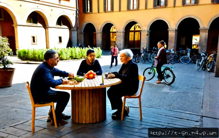 GNH 행복경제의 정치적 함의 - Photorealistic Italian civic wellbeing scene, diverse residents of different ages gathered in a sunl...