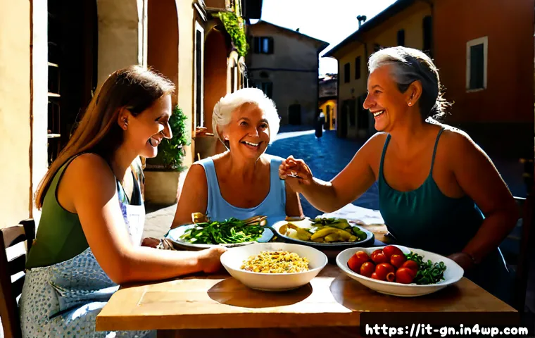 Home 14 GNH 행복경제와 소비 패턴 - Photorealistic Italian lifestyle scene illustrating happiness-focused consumption, a relaxed multige...